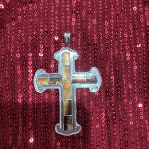sterling and tiger eye cross